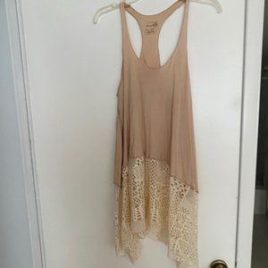 WE THE FREE: FREE PEOPLE beige and lace tunic Small but fits a Medium